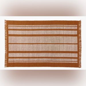 CB2 CALIA COPPER AND WHITE STRIPED AREA RUG 5'X8'